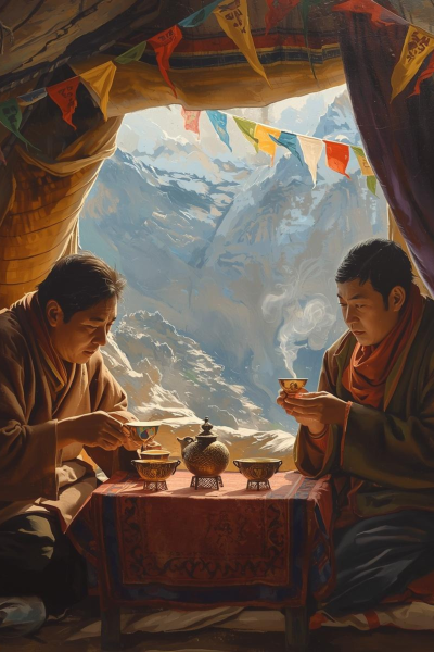 Tee trinken in Tibet
